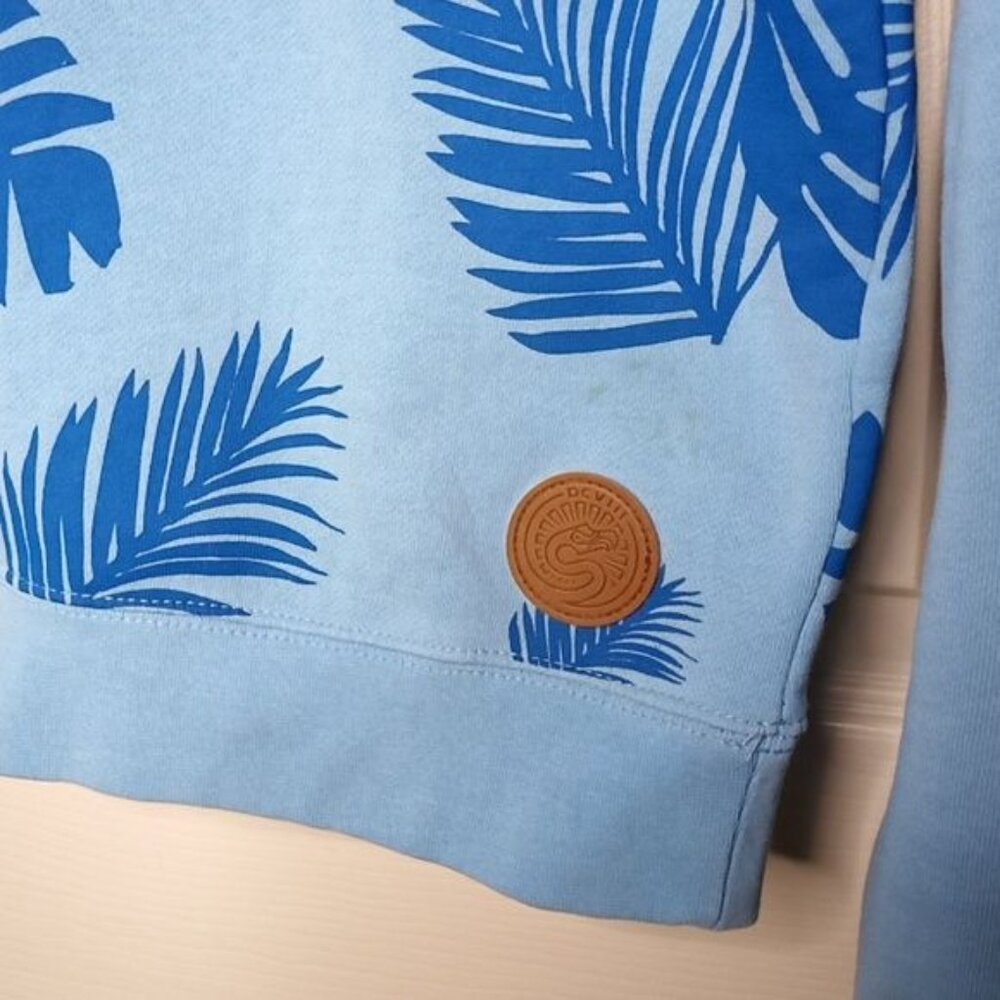 DCVIII Flamingos Palm Leaves Tropical Blue Sweatshirt Sz. Small - Picture 3 of 6